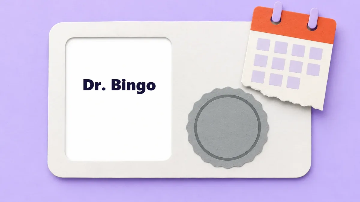 Cartão ilustrado da marca Dr. Bingo