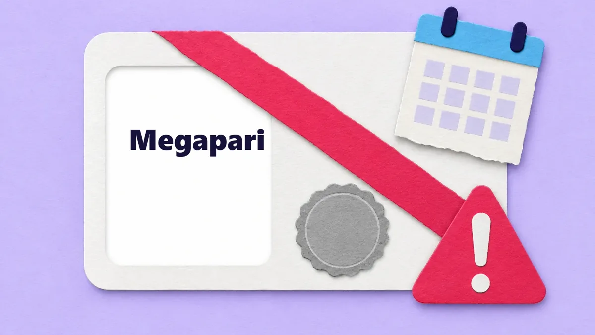 Cartão ilustrado da marca Megapari
