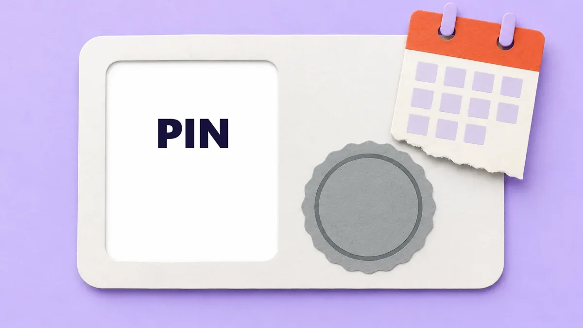 Cartão ilustrado da marca PIN